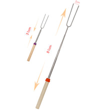 Load image into Gallery viewer, 12 Pcs Roasting Sticks Wooden Handle, Extendable Stainless Steel Marshmallow Roasting Sticks Telescoping Forks, Campfire Sticks, 32in Smores Sticks, Telescoping Skewers for Campfire, BBQ
