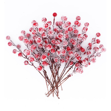 Load image into Gallery viewer, Swfoer 24 Pack Artificial Red Berry Picks for Christmas Tree Wreath DIY Wedding Winter Decor
