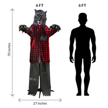 Load image into Gallery viewer, 5Ft Standing Werewolf Large Halloween Decorations Outdoor Scary Decorations Halloween Motion Activated Werewolf with LED Eyes &amp; Sound
