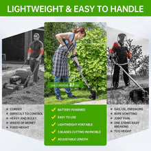 Load image into Gallery viewer, Cordless Electric Lawn Trimmer Weed Wacker - 21V Grass Trimmer Lawn Edger with 2.0Ah Li-Ion Battery Powered and 3 Types Cutting Blade, Tool for Lawn Care and Garden Yard Work
