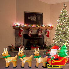 Load image into Gallery viewer, 13Ft Lighted Christmas Inflatables Santa Claus on Sleigh with 3 Reindeer &amp; Christmas Tree for Indoor Outdoor Home Holiday Decor
