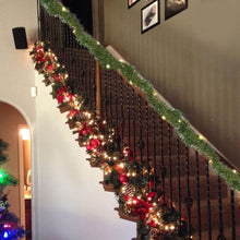 Load image into Gallery viewer, Aedavey 25FT Christmas Garland With Warm White Lights Pre-Lit Soft Artificial Christmas Garland Perfect For Indoor Outdoor Fireplace Xmas, Battery Operated
