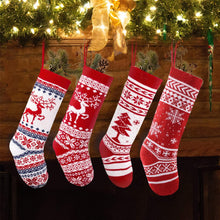 Load image into Gallery viewer, COWIN 4 Pieces 18" Knit Christmas Stockings Reindeer Christmas Tree Snowflakes Knitted Stocking Christmas Ornaments Hanging Rustic Stocking Decorations Tree
