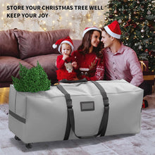 Load image into Gallery viewer, COWIN Rolling Christmas Tree Storage Bag, Fits Up to 7.5 ft Christmas Trees, 600D Oxford Fabric Christmas Tree Bag with 2 Swivel Wheels, Gray
