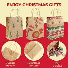 Load image into Gallery viewer, COWIN 24Pack Christmas Gift Bags Christmas Kraft Gift Bags Paper Goody Gift Christmas Gift 9 x 7.3 x 3.3in
