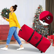 Load image into Gallery viewer, COWIN Rolling Christmas Tree Storage Bag, Fits Up to 7.5 ft Christmas Trees, 600D Oxford Fabric Christmas Tree Bag with 2 Swivel Wheels , Red
