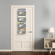 Load image into Gallery viewer, 2 Pack 4-Shelf Over Door Hanging Organizer, Wall Mount Storage for Bedroom, Hanging Closet Organizer with Clear Window and Large Capacity PVC Pocket for Home Storage, Grey
