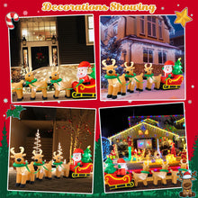 Load image into Gallery viewer, 13Ft Lighted Christmas Inflatables Santa Claus on Sleigh with 3 Reindeer &amp; Christmas Tree for Indoor Outdoor Home Holiday Decor
