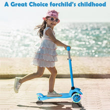 Load image into Gallery viewer, Kids Scooter Kick Scooter 3 Wheel Adjustable Height Light Up LED Wheels for Kids Boys Girls Ages 3-12 Blue
