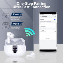 Load image into Gallery viewer, Wireless Earbuds Bluetooth Headphones, with LED Display Charging Case, Waterproof In-Ear Earphones with Mic for iPhone /Android /PC /Laptop, White
