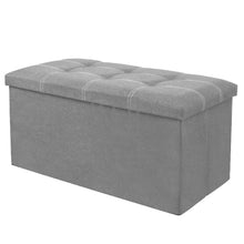Load image into Gallery viewer, Kibhous 30" Storage Bench Folding Storage Ottoman Bench, Linen Coffee Table Folding Long Shoes Footstool Dressing Stool, Suitable for Living Room Bedroom, Gray
