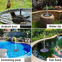 Load image into Gallery viewer, Cowin Solar Bird Bath Fountain Pump, Solar Fountain with 4 Nozzle, Free Standing Floating Solar Powered Water Fountain Pump for Bird Bath, Garden, Pond, Pool, Outdoor
