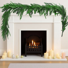 Load image into Gallery viewer, Swfoer 2 Pcs 6Feet Christmas Garlands, Norfolk Pine Garland,Real Touch Winter Green Pine Garland, Indoor, Outdoor Christmas Decorations
