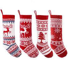 Load image into Gallery viewer, COWIN 4 Pieces 18" Knit Christmas Stockings Reindeer Christmas Tree Snowflakes Knitted Stocking Christmas Ornaments Hanging Rustic Stocking Decorations Tree
