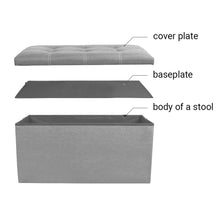 Load image into Gallery viewer, Kibhous 30" Storage Bench Folding Storage Ottoman Bench, Linen Coffee Table Folding Long Shoes Footstool Dressing Stool, Suitable for Living Room Bedroom, Gray
