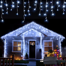 Load image into Gallery viewer, 360 LED Christmas Icicle Lights, 29.5 FT 8 Modes Curtain Fairy Icicle String Lights with 60 Drops, Led Christmas Twinkle Lights for Holiday, Party, Wedding, Eaves, Christmas Decorations, White
