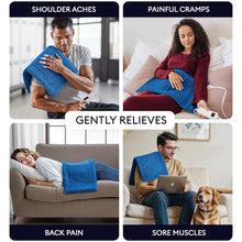 Load image into Gallery viewer, 33"x17" Heating Pad, Portable Heating Pad for Shoulder, Neck, Cramp, Menstrual Pain, with Upgraded 3 Timer &amp; 6 Temperature Controller, Blue
