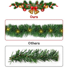 Load image into Gallery viewer, Movsou 50FT Artificial Christmas Garland, 100 Pre-Lit LED Lights Battery Operated Xmas Garland for Indoor Outdoor Door Home Stairs Holiday Decor, Warm White
