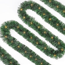 Load image into Gallery viewer, Movsou 50FT Artificial Christmas Garland, 100 Pre-Lit LED Lights Battery Operated Xmas Garland for Indoor Outdoor Door Home Stairs Holiday Decor, Warm White
