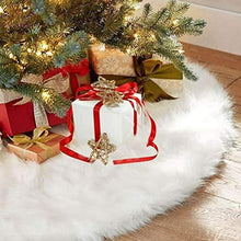 Load image into Gallery viewer, 48inch Christmas Tree Skirt Fur Xmas Tree Skirt Christmas Decorations Holiday Tree Ornaments Tree Mat Base Cover for Christmas Home Party Decorations, White

