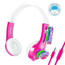 Load image into Gallery viewer, Funsmile Kids Headphones Wired Headphones for Kids with 3.5 MM Foldable On-Ear Headse Kids Headphones for Smartphone Tablet Computer MP3 / 4 Pink
