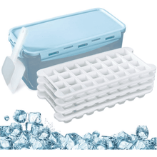 Load image into Gallery viewer, Ice Cube Trays 4 Pack (128 Ice Cubes), Stackable Silicone Bottom Ice Trays Ice Cube Molds Container Set with Airtight Lid

