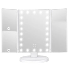 Load image into Gallery viewer, Makeup Mirror with Lights, Lighted Makeup Mirror with 22Pcs LED Lights, 2X 3X Magnifying Makeup Mirror, Dual Power Supply Light Up Vanity Mirror
