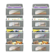 Load image into Gallery viewer, 2 Pack 4-Shelf Over Door Hanging Organizer, Wall Mount Storage for Bedroom, Hanging Closet Organizer with Clear Window and Large Capacity PVC Pocket for Home Storage, Grey
