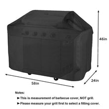 Load image into Gallery viewer, Grill Cover, 58 inch BBQ Gas Grill Cover Waterproof Weather Resistant, Dustproof , Fade Resistant, UV Resistant Material for Char-Broil Grills, Black
