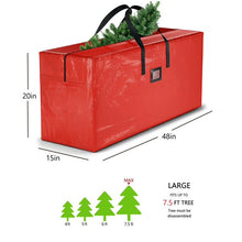 Load image into Gallery viewer, COWIN Christmas Tree Storage Bag Storage Container Fits up to 7.5 ft Disassembled Tree Zippered Bag with Carry Handles 48" x 15" x 20" Red
