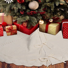 Load image into Gallery viewer, Movsou White Knitted Christmas Tree Skirt, 36 In White Cable Knit Christmas Tree Mat Rustic Farmhouse Home Decorations Xmas Holiday Party Decor
