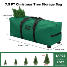 Load image into Gallery viewer, COWIN Rolling Christmas Tree Storage Bag, Fits Up to 7.5 ft Christmas Trees, with 2 Swivel Wheels and Reinforced Carry Handles, 600D Oxford Fabric Christmas Tree Bag, Green
