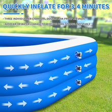 Load image into Gallery viewer, Cowin Inflatable Swimming Pool for Kids Adults, 120" x 72" x 22" Blow up Pool, Family Inflatable Swimming Pools for Backyard, Blue
