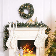 Load image into Gallery viewer, Silensys 18ft Christmas Garland with Battery Operated 50 LED Lights and Timer Snow Flocked Christmas Decorations Xmas Garland for Stairs Fireplaces Wall Door Xmas Garland

