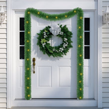 Load image into Gallery viewer, Movsou 50FT Artificial Christmas Garland, 100 Pre-Lit LED Lights Battery Operated Xmas Garland for Indoor Outdoor Door Home Stairs Holiday Decor, Warm White
