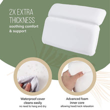 Load image into Gallery viewer, COSMONIC Bath Pillow Bathtub Spa Pillow with Suction Cups Neck and Back Support White
