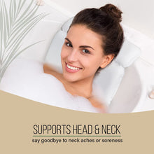 Load image into Gallery viewer, COSMONIC Bath Pillow Bathtub Spa Pillow with Suction Cups Neck and Back Support White
