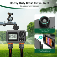Load image into Gallery viewer, Cowin Sprinkler Timer 2 Outlet, Outdoor Garden Hose Faucet Timers with Rain Delay/Manual/Automatic Watering System, Digital Irrigation Timer for Yard, Gray
