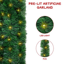 Load image into Gallery viewer, Movsou 50FT Artificial Christmas Garland, 100 Pre-Lit LED Lights Battery Operated Xmas Garland for Indoor Outdoor Door Home Stairs Holiday Decor, Warm White
