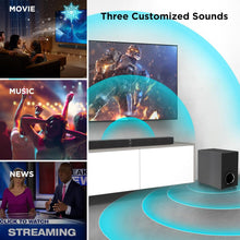 Load image into Gallery viewer, Cowin Sound Bar for Smart TV, 120W Sound Bar with Subwoofer, Bluetooth 5.0 Soundbar, Deep Bass, TV Audio System with ARC/Opt/AUX for Enhanced Home Theater Sound
