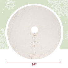 Load image into Gallery viewer, Movsou White Knitted Christmas Tree Skirt, 36 In White Cable Knit Christmas Tree Mat Rustic Farmhouse Home Decorations Xmas Holiday Party Decor
