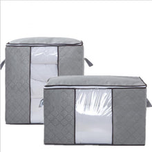 Load image into Gallery viewer, Large Capacity Clothes Storage Bag Organizer with Reinforced Handle Thick Fabric for Comforters, Blankets, Bedding, Foldable with Sturdy Zipper, Clear Window, 3 Pack, 84L, Grey
