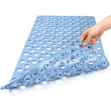 Load image into Gallery viewer, Bathroom Non Slip Shower Mat, 30L x 17W Inch Super Soft PVC Bath Mat with Suction Cup, Soft Bathroom Mat with Drain Hole, Blue
