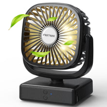 Load image into Gallery viewer, FRETREE Outdoor Desk Fan, Portable Battery Operated Camping Fan with LED Lantern, 5200mAh Battery, 140° Auto Oscillation, Natural Wind, and Hanging Hook for Home Office Outdoor Camping
