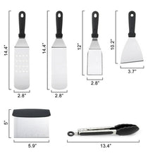 Load image into Gallery viewer, Swtroom 6 Pcs Griddle Accessories Kit, Flat Top Grill Accessories Kit Barbecue Tools Set with Spatula Scraper Tongs Cooking Utensils for Outdoor Camping
