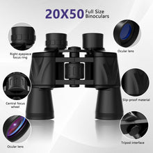 Load image into Gallery viewer, 20x50 High Power Binoculars for Adults, Compact Waterproof Binoculars for Bird Watching Hunting Travel Football Games Stargazing - BAK4 Prism FMC Lens

