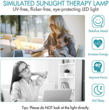 Load image into Gallery viewer, Light Therapy Lamp, UV-Free 15000 Lux Simulated Sunlight, 3 Color Temperature, 5 Brightness Levels, 10-60min Adjustable Timer, 180° Rotatable Stand, Memory Function, Touch Control LED Lamp for Indoor
