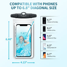 Load image into Gallery viewer, Universal Waterproof Phone Case Bag, FITFORT 4-Pack IPX8 Waterproof Phone Lanyard Pouch Compatible with iPhone 12/11 Pro Max/Pro/8 Plus, Galaxy S21/S20/S10/Note 20/10/9, OnePlus Phones up to 6.9"

