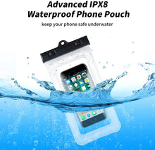 Load image into Gallery viewer, Waterproof Phone Bag IPX8 Cell Phone Pouch for Swimmers Divers Outdoor Beach Pool Shower Bath Hot Tub Water-activity, with Airbag Protection &amp; Secure Lock, Compatible with iPhone/Samsung Galaxy up to 7.0 IN (2 PCs in Black)
