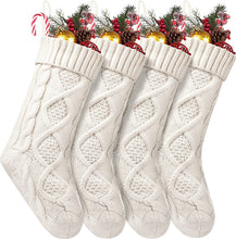 Load image into Gallery viewer, 4 Pack Christmas Stockings 18 Inches Large Size Cable Knitted Stocking Gifts &amp; Decorations for Family Holiday Xmas Party, Ivory White

